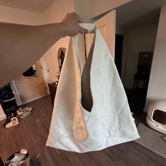 MM6 Maison Margiela White Japanese Draped Canvas/Faux Leather Tote - Large - Picture 8 of 8